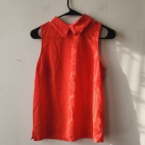 CeCe Vibrant Red Sleeveless Blouse